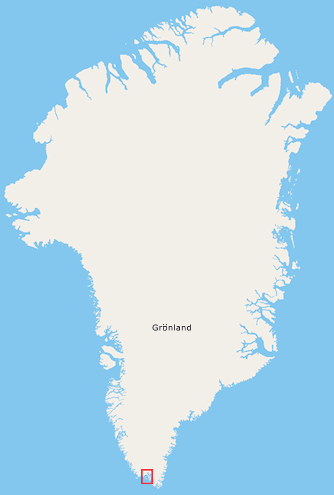 Karte von Grönland - in dem roten Quadrat liegt Qaqortoq